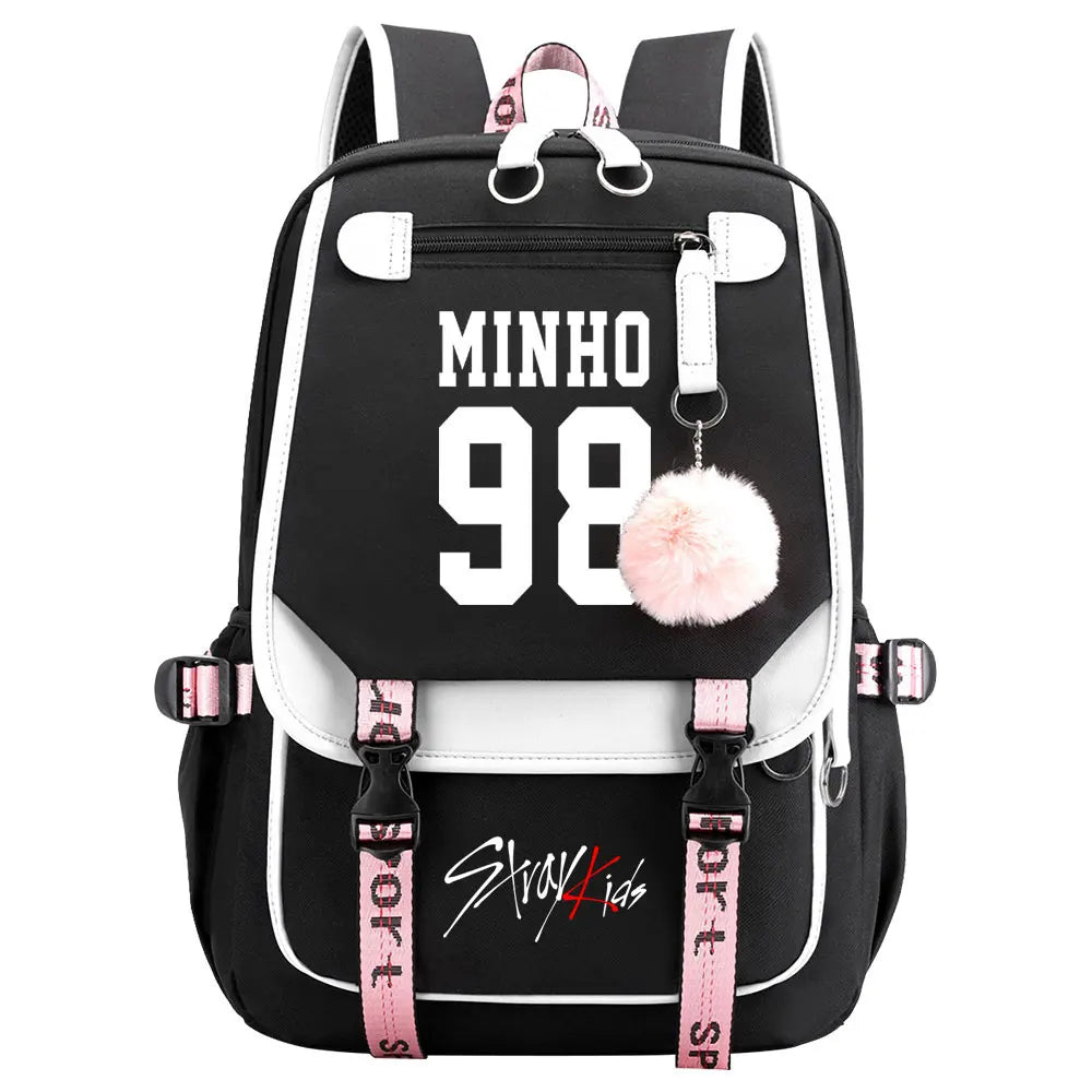 New Stray Kids Girls Boys USB Backpacks Anime School Book Bags Teenager Canvas Laptop Backpack For Women