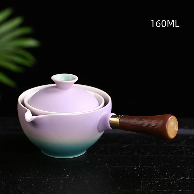 New Style Ceramic Glass Teapot Chinese Gongfu Tea Pot 360 Rotation Tea Maker  Automatic Single Pot   Teapot For Tea