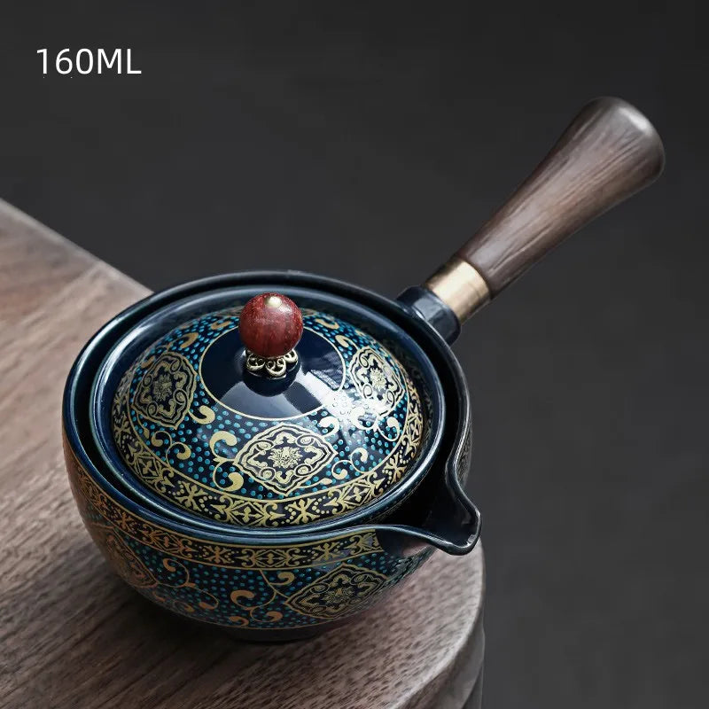 New Style Ceramic Glass Teapot Chinese Gongfu Tea Pot 360 Rotation Tea Maker  Automatic Single Pot   Teapot For Tea
