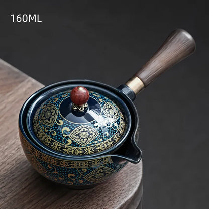 New Style Ceramic Glass Teapot Chinese Gongfu Tea Pot 360 Rotation Tea Maker  Automatic Single Pot   Teapot For Tea