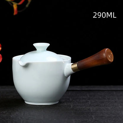 New Style Ceramic Glass Teapot Chinese Gongfu Tea Pot 360 Rotation Tea Maker  Automatic Single Pot   Teapot For Tea