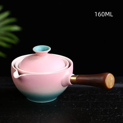 New Style Ceramic Glass Teapot Chinese Gongfu Tea Pot 360 Rotation Tea Maker  Automatic Single Pot   Teapot For Tea
