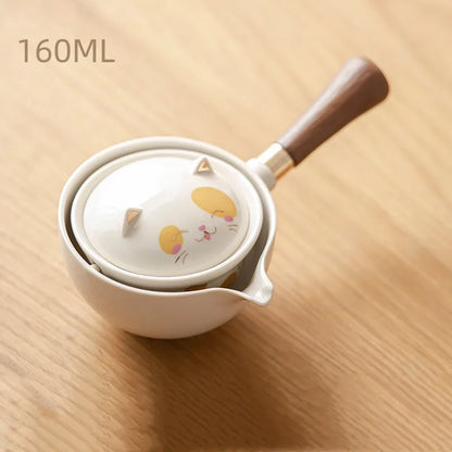 New Style Ceramic Glass Teapot Chinese Gongfu Tea Pot 360 Rotation Tea Maker  Automatic Single Pot   Teapot For Tea