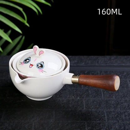 New Style Ceramic Glass Teapot Chinese Gongfu Tea Pot 360 Rotation Tea Maker  Automatic Single Pot   Teapot For Tea