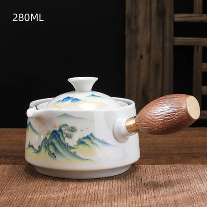 New Style Ceramic Glass Teapot Chinese Gongfu Tea Pot 360 Rotation Tea Maker  Automatic Single Pot   Teapot For Tea