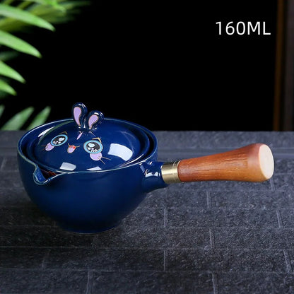 New Style Ceramic Glass Teapot Chinese Gongfu Tea Pot 360 Rotation Tea Maker  Automatic Single Pot   Teapot For Tea