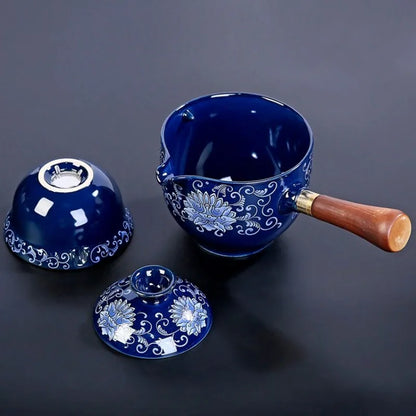New Style Ceramic Glass Teapot Chinese Gongfu Tea Pot 360 Rotation Tea Maker  Automatic Single Pot   Teapot For Tea