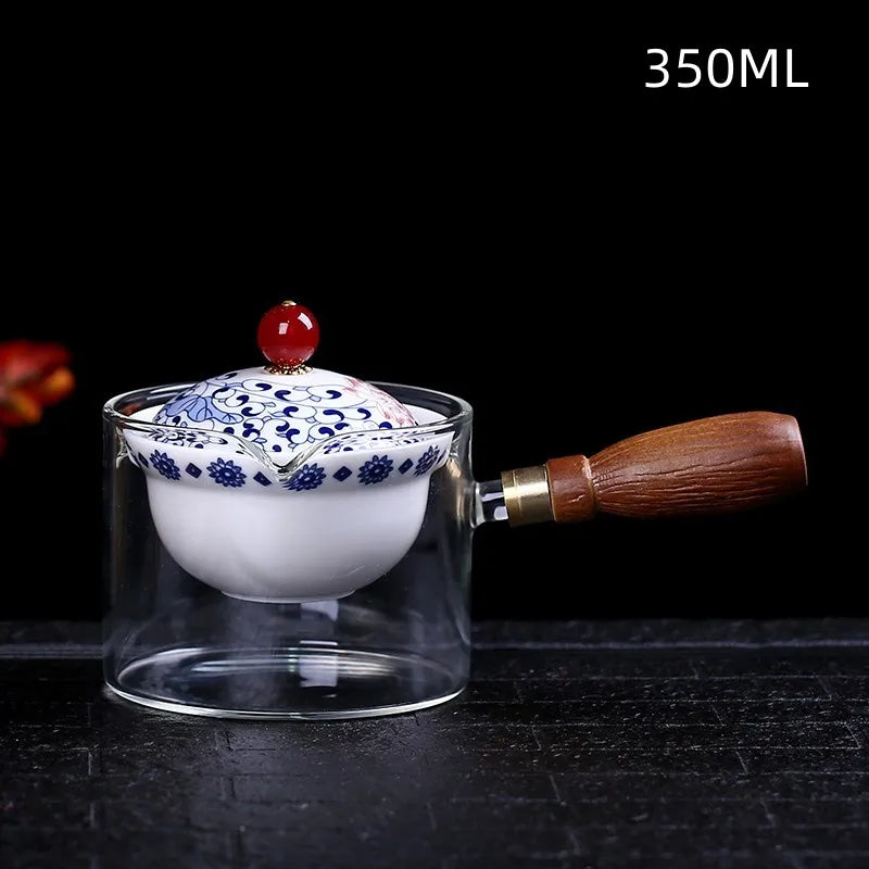 New Style Ceramic Glass Teapot Chinese Gongfu Tea Pot 360 Rotation Tea Maker  Automatic Single Pot   Teapot For Tea