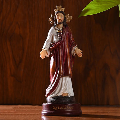 New Style Divine Mercy Resin Religious Statue Jesus Christ Sacred Heart Saint Idol Ornaments Room Desktop Decoration Gift Nordic