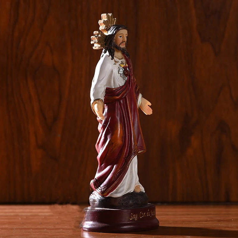 New Style Divine Mercy Resin Religious Statue Jesus Christ Sacred Heart Saint Idol Ornaments Room Desktop Decoration Gift Nordic
