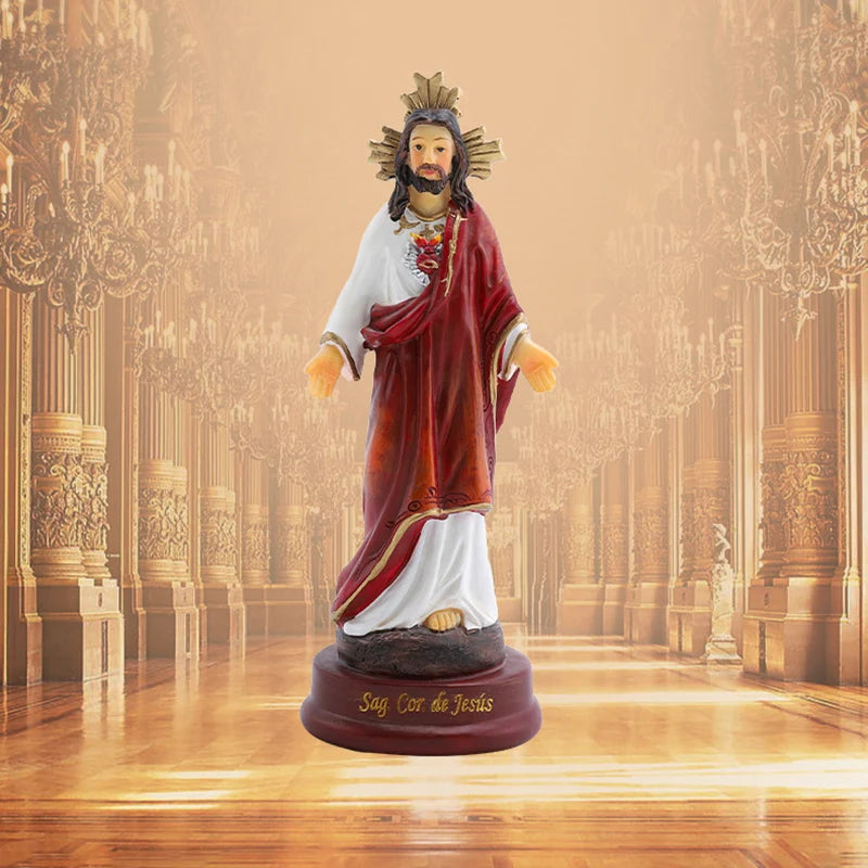 New Style Divine Mercy Resin Religious Statue Jesus Christ Sacred Heart Saint Idol Ornaments Room Desktop Decoration Gift Nordic