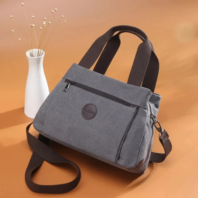 New Style Retro Casual Women's Ladies Shoulder Messenger Female Large Capacity Multi-layer Canvas Bag