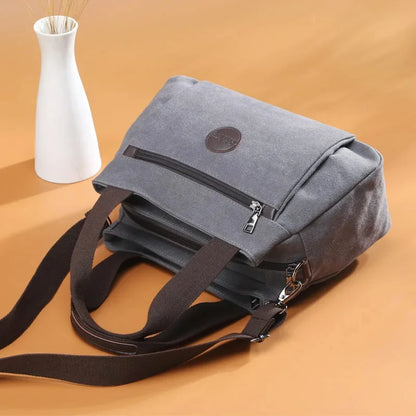 New Style Retro Casual Women's Ladies Shoulder Messenger Female Large Capacity Multi-layer Canvas Bag