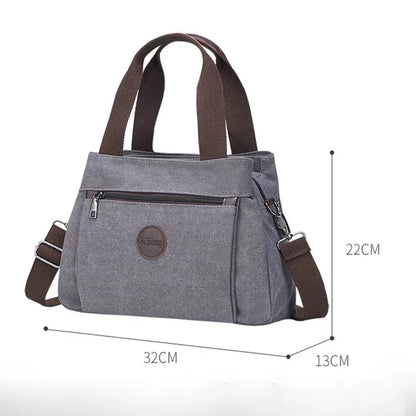 New Style Retro Casual Women's Ladies Shoulder Messenger Female Large Capacity Multi-layer Canvas Bag