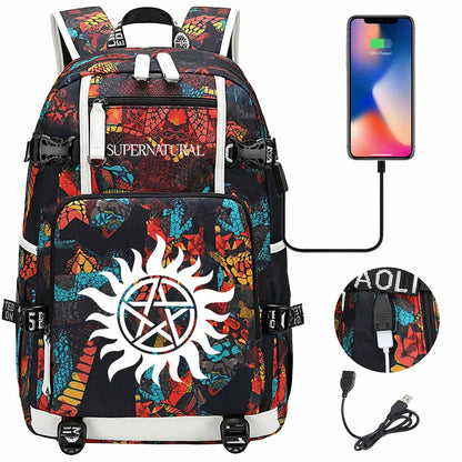 New Supernatural USB Large Capacity Teenagers Student Schoolbags Women Men Laptop Travel Backpack Boy Girl School Book Bags