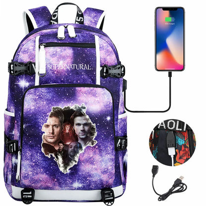 New Supernatural USB Large Capacity Teenagers Student Schoolbags Women Men Laptop Travel Backpack Boy Girl School Book Bags