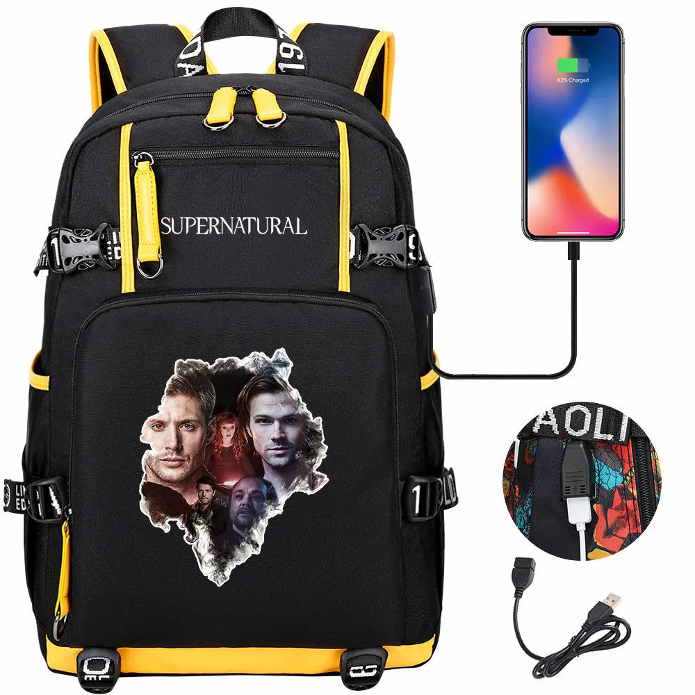 New Supernatural USB Large Capacity Teenagers Student Schoolbags Women Men Laptop Travel Backpack Boy Girl School Book Bags