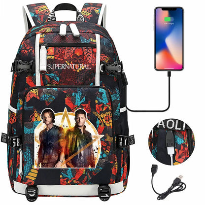New Supernatural USB Large Capacity Teenagers Student Schoolbags Women Men Laptop Travel Backpack Boy Girl School Book Bags