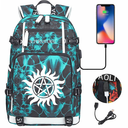 New Supernatural USB Large Capacity Teenagers Student Schoolbags Women Men Laptop Travel Backpack Boy Girl School Book Bags