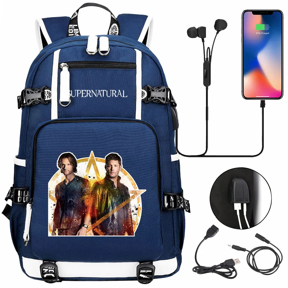 New Supernatural USB Large Capacity Teenagers Student Schoolbags Women Men Laptop Travel Backpack Boy Girl School Book Bags