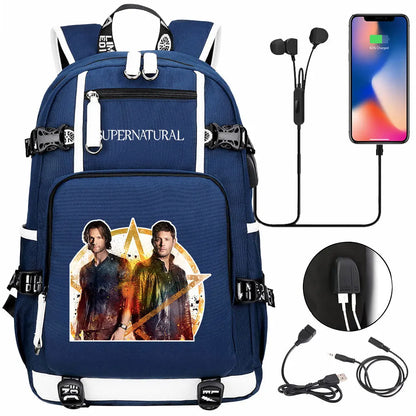 New Supernatural USB Large Capacity Teenagers Student Schoolbags Women Men Laptop Travel Backpack Boy Girl School Book Bags