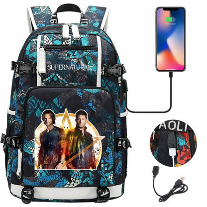 New Supernatural USB Large Capacity Teenagers Student Schoolbags Women Men Laptop Travel Backpack Boy Girl School Book Bags