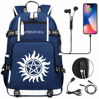 New Supernatural USB Large Capacity Teenagers Student Schoolbags Women Men Laptop Travel Backpack Boy Girl School Book Bags