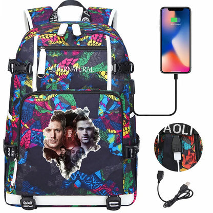 New Supernatural USB Large Capacity Teenagers Student Schoolbags Women Men Laptop Travel Backpack Boy Girl School Book Bags