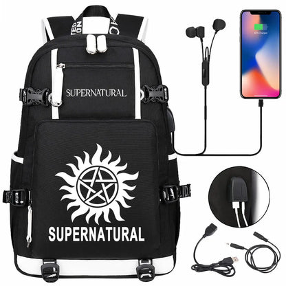 New Supernatural USB Large Capacity Teenagers Student Schoolbags Women Men Laptop Travel Backpack Boy Girl School Book Bags