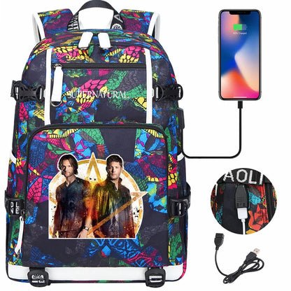New Supernatural USB Large Capacity Teenagers Student Schoolbags Women Men Laptop Travel Backpack Boy Girl School Book Bags