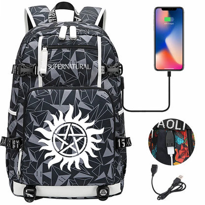 New Supernatural USB Large Capacity Teenagers Student Schoolbags Women Men Laptop Travel Backpack Boy Girl School Book Bags