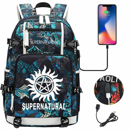 New Supernatural USB Large Capacity Teenagers Student Schoolbags Women Men Laptop Travel Backpack Boy Girl School Book Bags