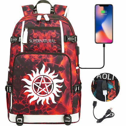New Supernatural USB Large Capacity Teenagers Student Schoolbags Women Men Laptop Travel Backpack Boy Girl School Book Bags