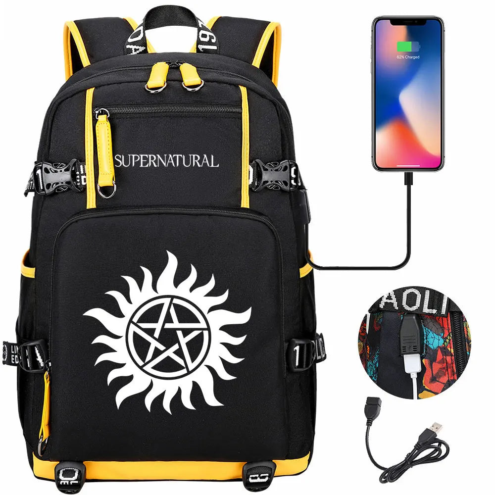 New Supernatural USB Large Capacity Teenagers Student Schoolbags Women Men Laptop Travel Backpack Boy Girl School Book Bags