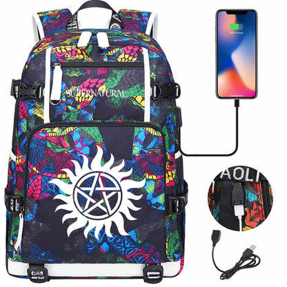 New Supernatural USB Large Capacity Teenagers Student Schoolbags Women Men Laptop Travel Backpack Boy Girl School Book Bags