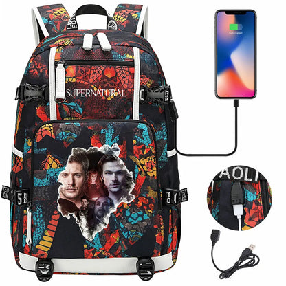 New Supernatural USB Large Capacity Teenagers Student Schoolbags Women Men Laptop Travel Backpack Boy Girl School Book Bags