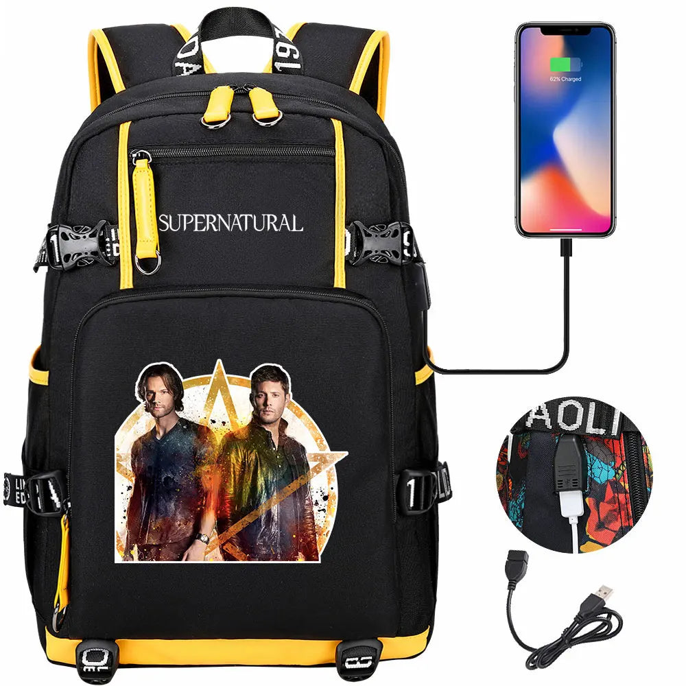 New Supernatural USB Large Capacity Teenagers Student Schoolbags Women Men Laptop Travel Backpack Boy Girl School Book Bags