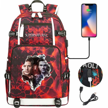 New Supernatural USB Large Capacity Teenagers Student Schoolbags Women Men Laptop Travel Backpack Boy Girl School Book Bags