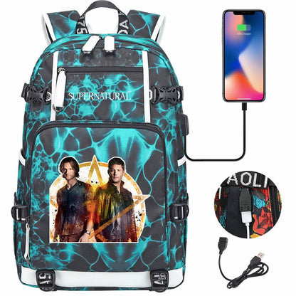 New Supernatural USB Large Capacity Teenagers Student Schoolbags Women Men Laptop Travel Backpack Boy Girl School Book Bags