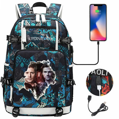 New Supernatural USB Large Capacity Teenagers Student Schoolbags Women Men Laptop Travel Backpack Boy Girl School Book Bags