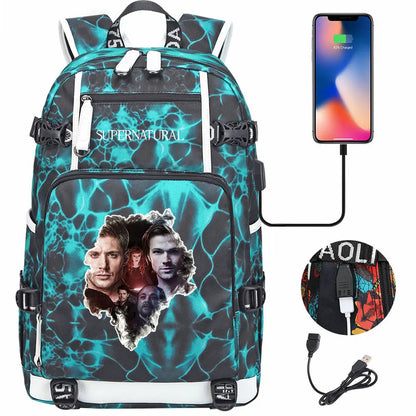 New Supernatural USB Large Capacity Teenagers Student Schoolbags Women Men Laptop Travel Backpack Boy Girl School Book Bags