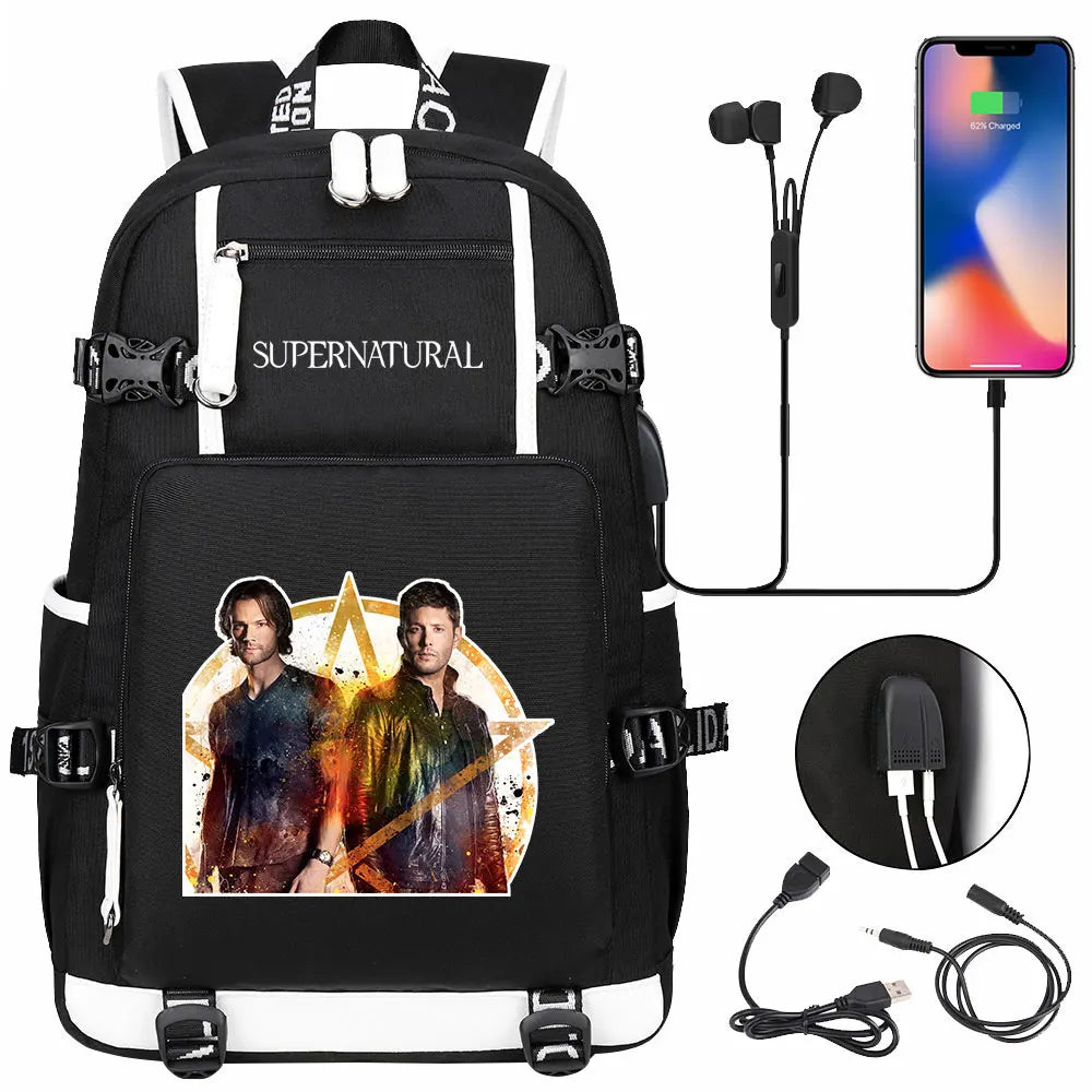 New Supernatural USB Large Capacity Teenagers Student Schoolbags Women Men Laptop Travel Backpack Boy Girl School Book Bags