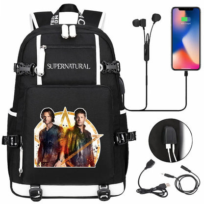 New Supernatural USB Large Capacity Teenagers Student Schoolbags Women Men Laptop Travel Backpack Boy Girl School Book Bags