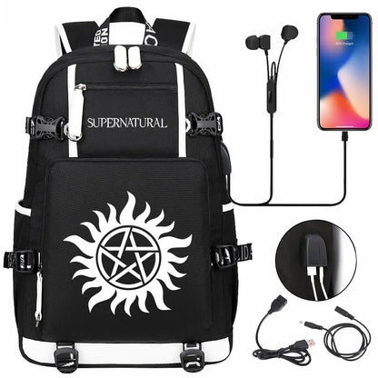 New Supernatural USB Large Capacity Teenagers Student Schoolbags Women Men Laptop Travel Backpack Boy Girl School Book Bags