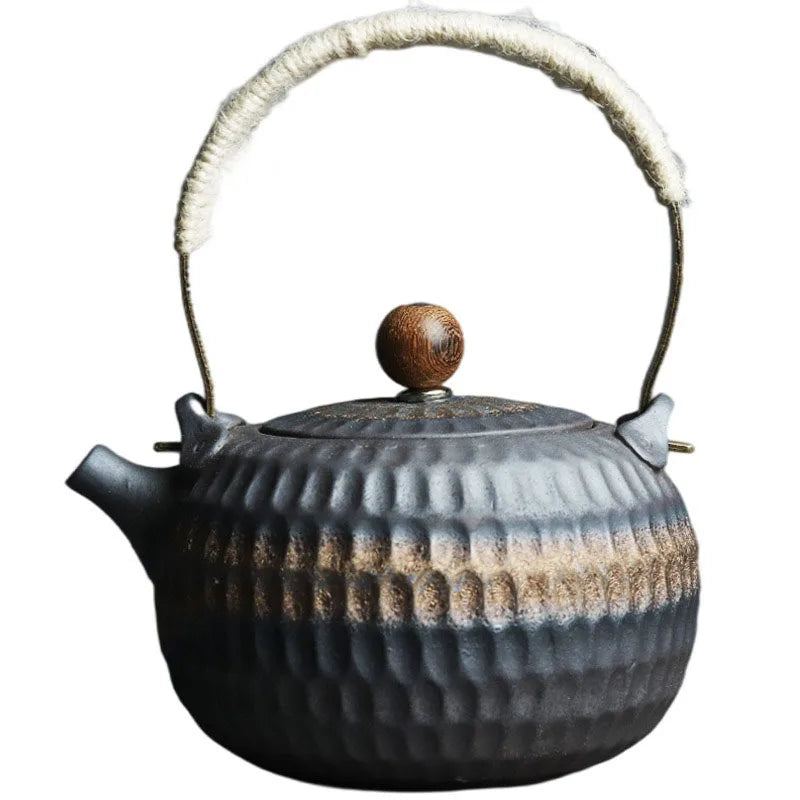 New Teapot with Infuser for Loose Tea Tea Pot Kung Fu Zisha Large Capacity Tea Pot with Filter Creative Handle Teapot Kettle Set
