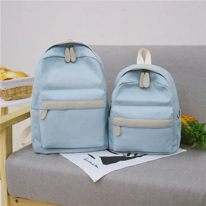 New Teenager Canvas Backpack Gril Boy Schoolbag Softback Solid Color Casual Soft Handle mochilas mujer Escolar rucksack