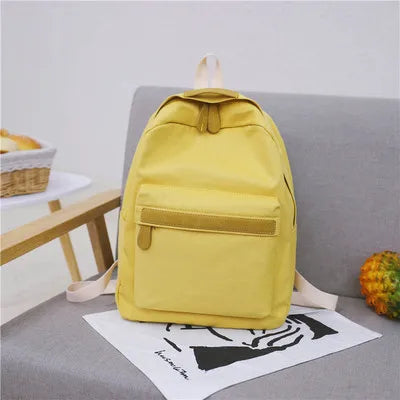 New Teenager Canvas Backpack Gril Boy Schoolbag Softback Solid Color Casual Soft Handle mochilas mujer Escolar rucksack