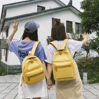 New Teenager Canvas Backpack Gril Boy Schoolbag Softback Solid Color Casual Soft Handle mochilas mujer Escolar rucksack
