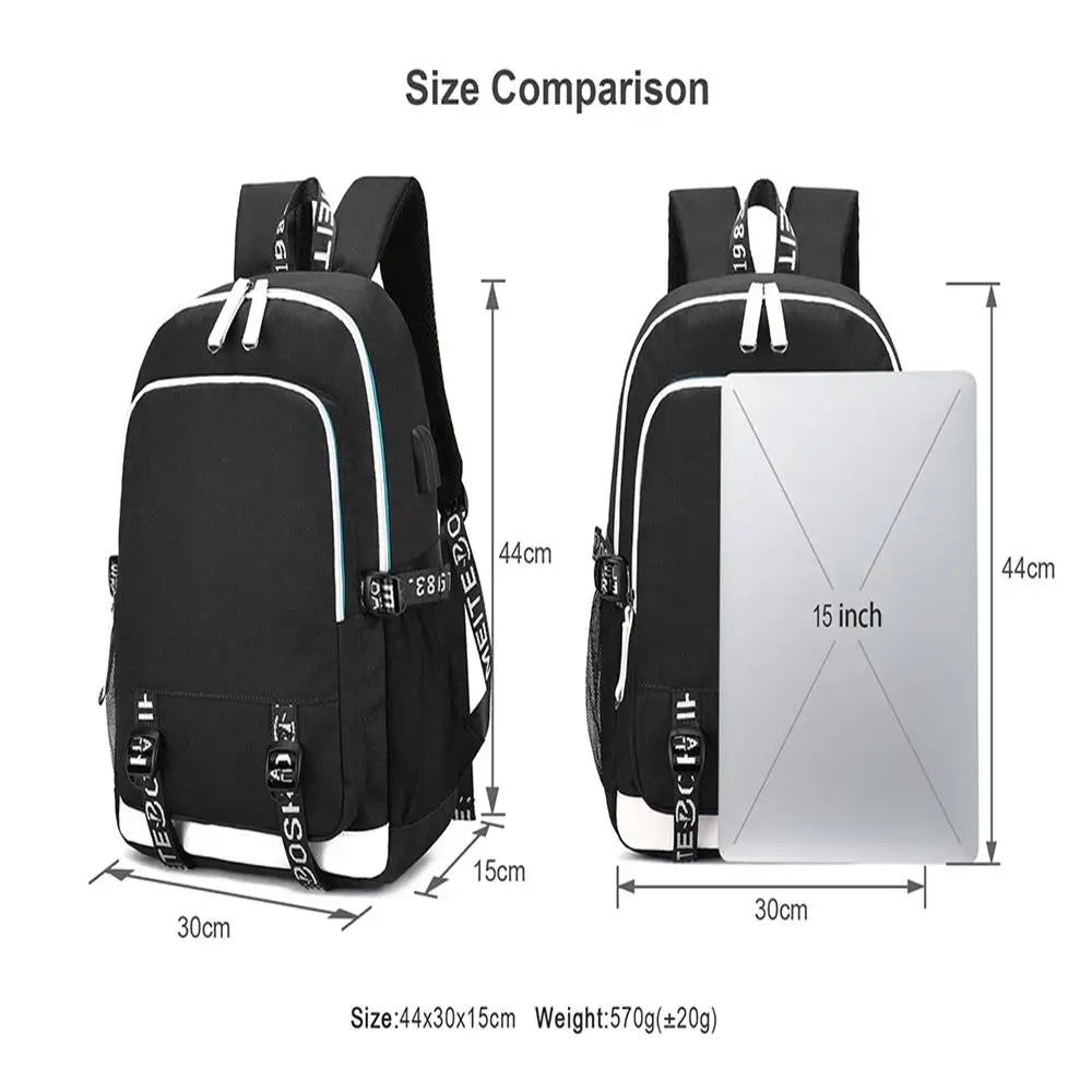 New Teenager USB Charging Laptop Backpack - Thumbnail 3