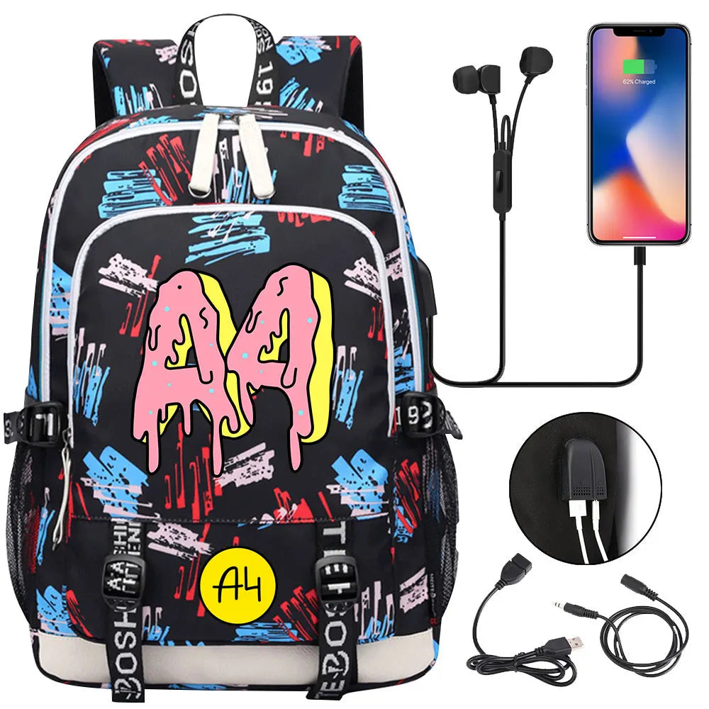 New Teenager USB Charging Laptop Backpack - Thumbnail 2